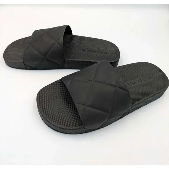 BOTTEGA VENETA Matt Rubber Slider Sandals Black Size40 - Picture 4 of 11